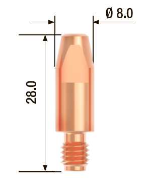 Fubag Контактный наконечник M6х28 мм ECU D=0.6 мм (25 шт.) FB.CTM6.28-06 Аксессуары к горелкам TIG, MIG/MAG фото, изображение