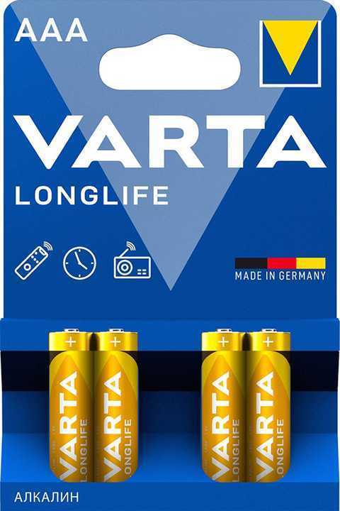 Батарейка Varta LONGLIFE LR03 AAA BL4 Alkaline 1.5V (4103) (4/40/200) Элементы питания (батарейки) фото, изображение