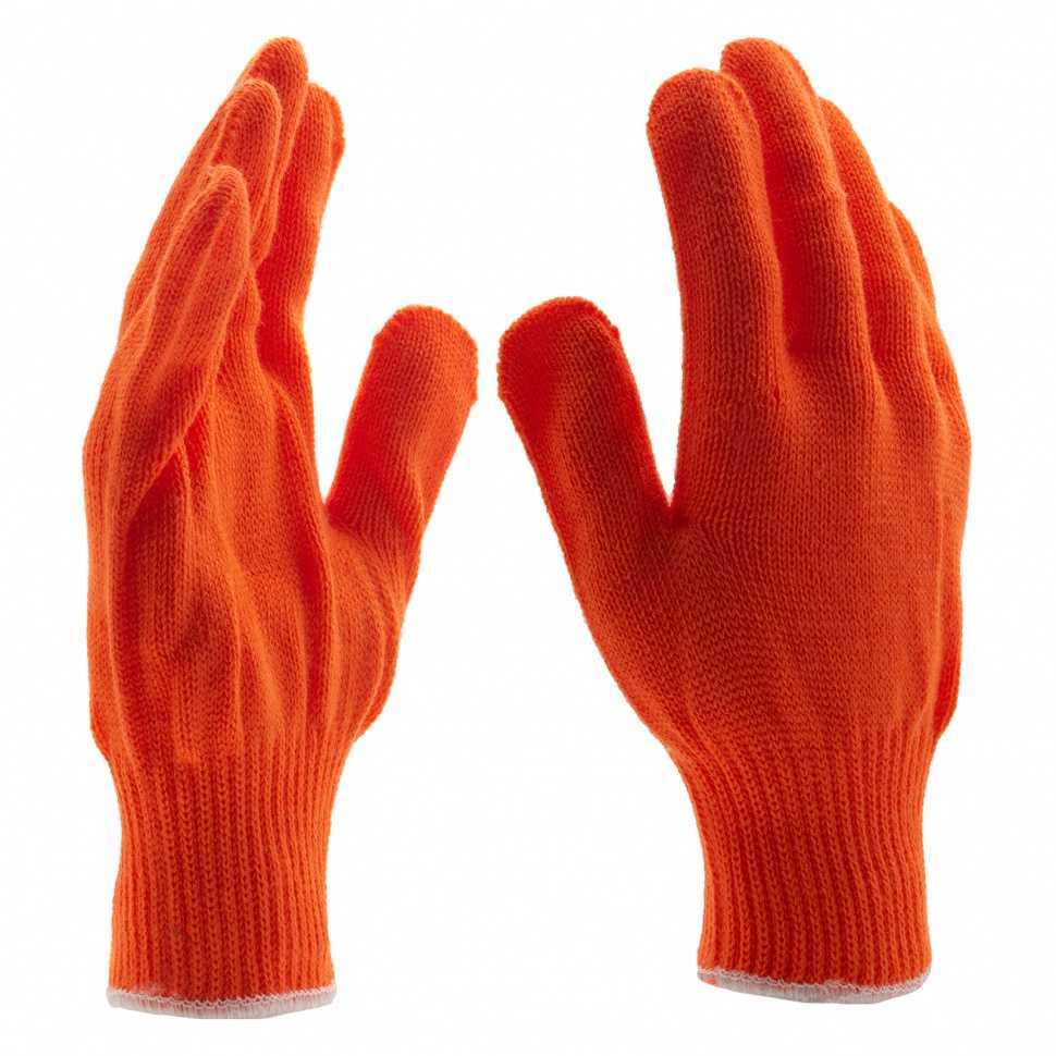 Перчатки трикотажные, акрил, оранжевый, оверлок Россия Сибртех Садовые перчатки фото, изображение