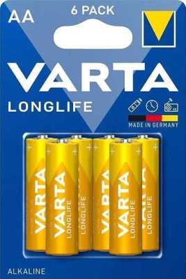Батарейка Varta LONGLIFE LR6 AA BL6 Alkaline 1.5V (4106) (6/60/300) Элементы питания (батарейки) фото, изображение